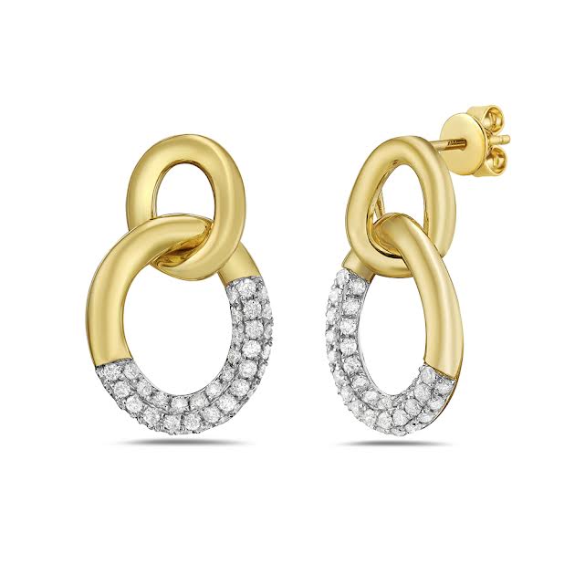 14k double loop earrings with 80 diamonds 0.86ct