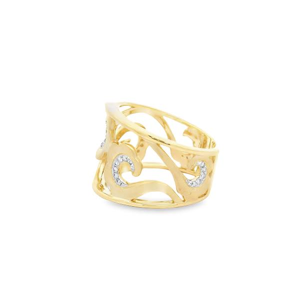 14K 15MM WAVE RING WITH 33 DIAMONDS 0.14CT