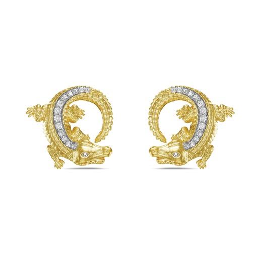 14K 14X12MM ALLIGATOR EARRINGS WITH 28 DIAMONDS 0.18CT