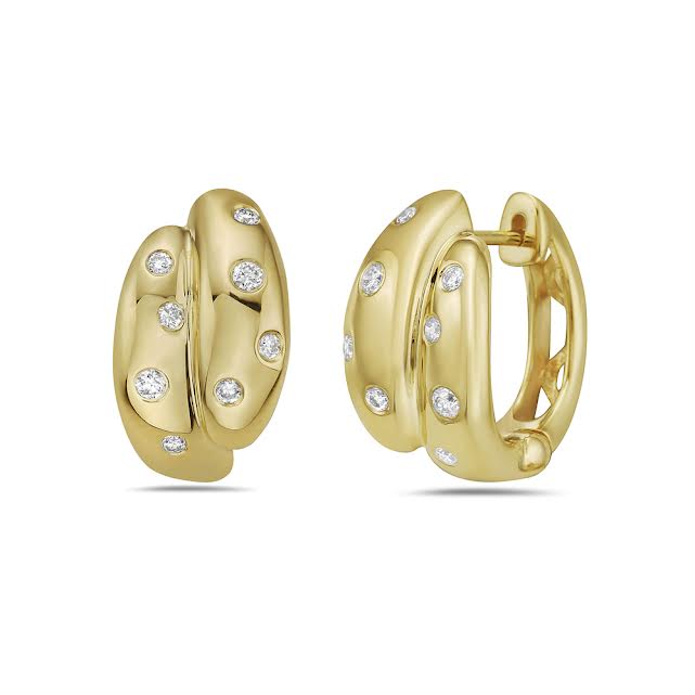 14k huggies with 16 diamonds 0.24ct