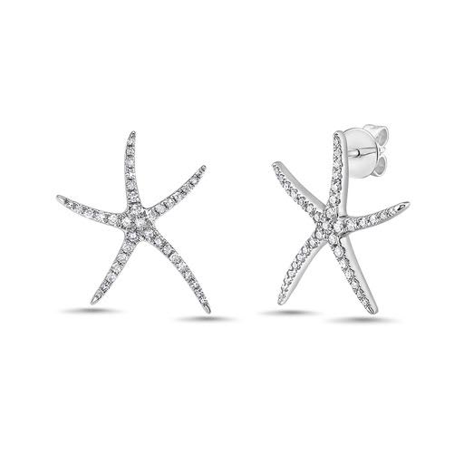 14K STARFISH EARRINGS WITH 74 DIAMONDS 0.36CT