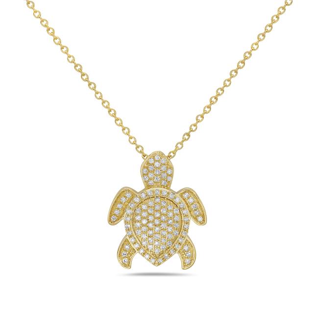 14k 15x13mm turtle necklace with 101 diamonds 0.15ct 18 inches