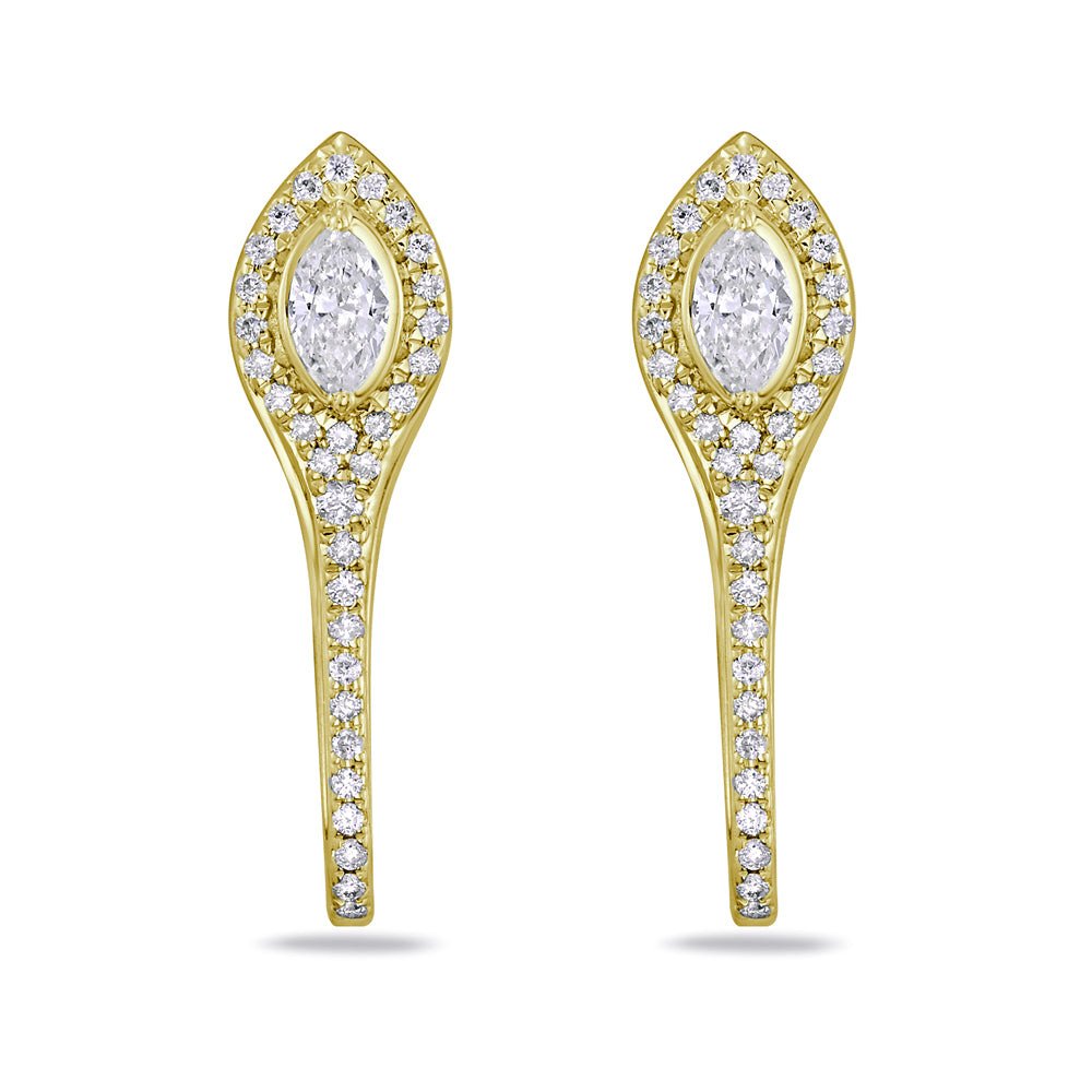 14k 22x6mm earrings with 64 round diamonds t.w. 0.27ct and 2 marquise 0.27ct t.w. 0.54ct