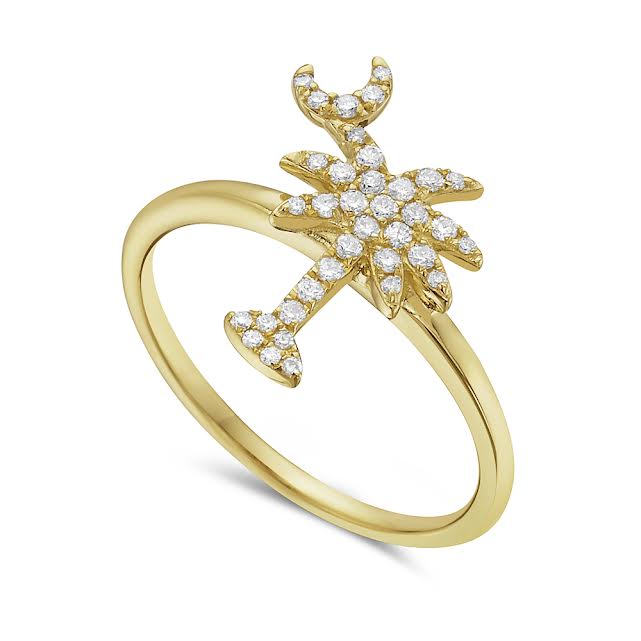 14k 15x9mm palmetto ring with 36 diamonds 0.19ct