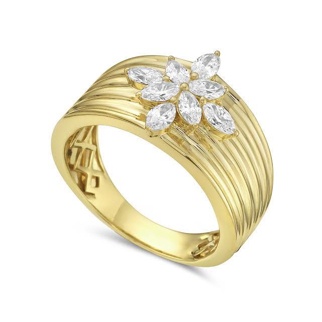 14k wide band with 8 marquise diamonds 0.67ct