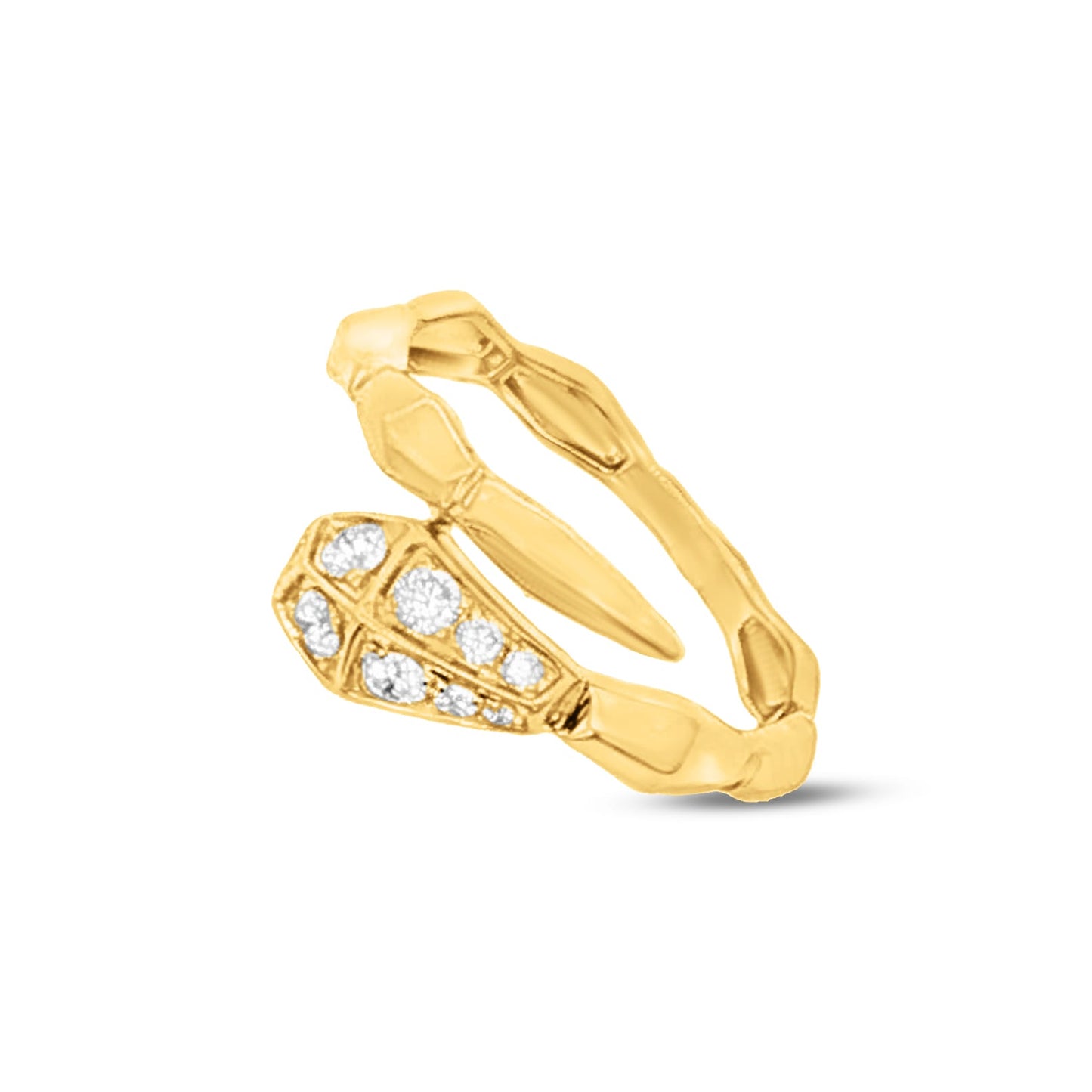14k 9mm snake ring with 9 diamonds 0.24ct