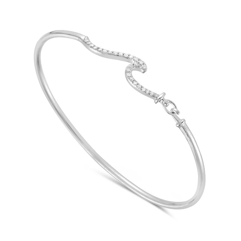 14k 7mm flexible wave bangle with 26 diamonds 01.8ct 4.2