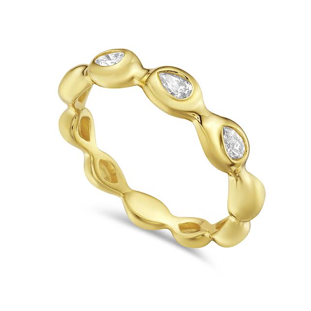 14k band with 3 pear shape diamonds 0.24ct