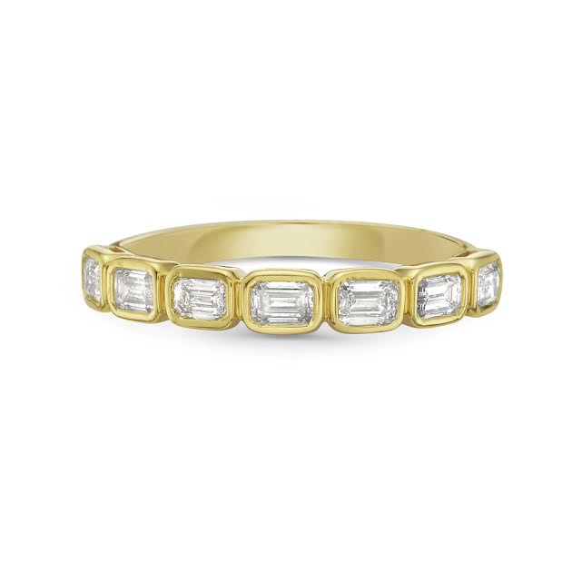 14k band with 7 emerald cut diamonds 0.65ct