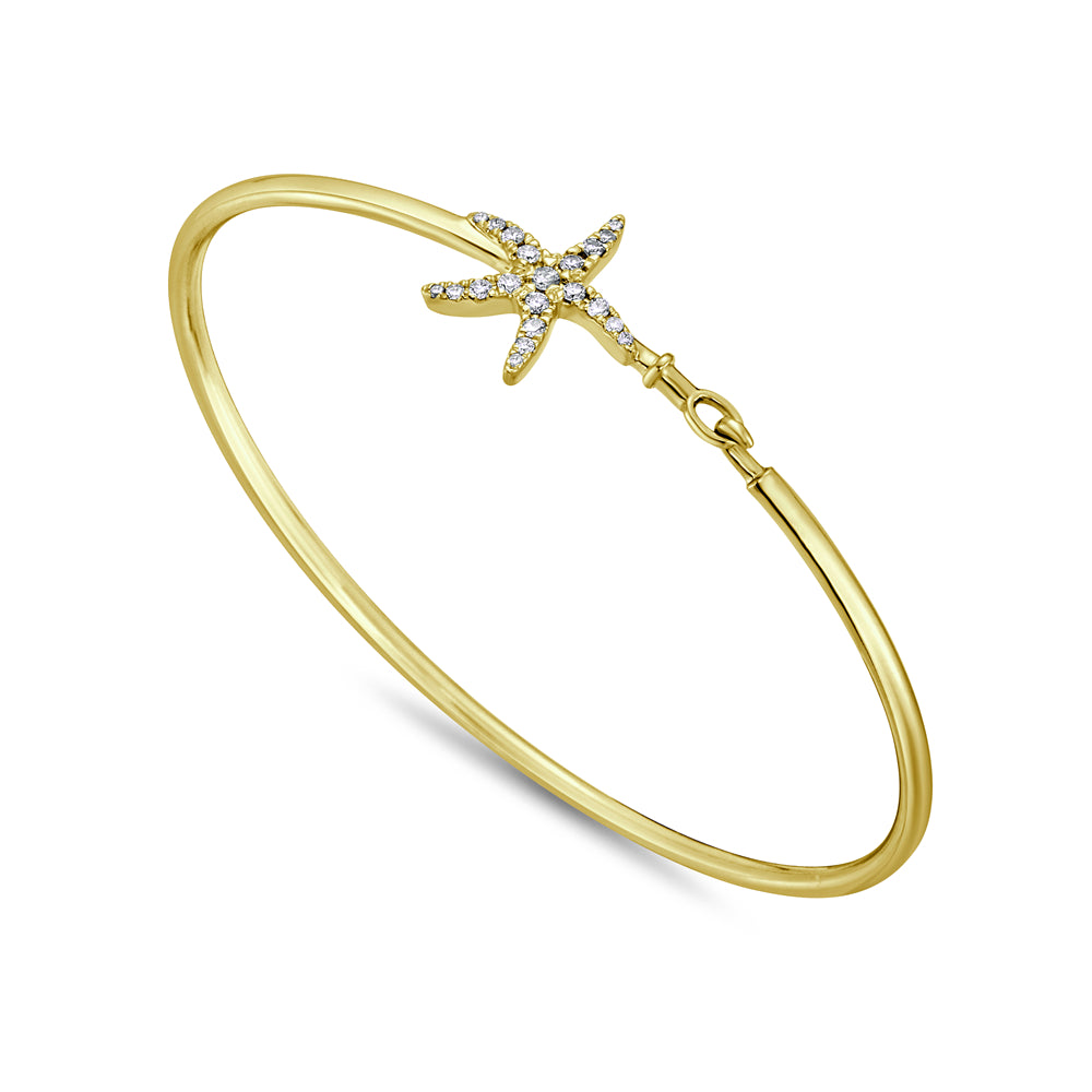 14k 14.5mm starfish flexible bangle with 21 diamonds 0.24ct