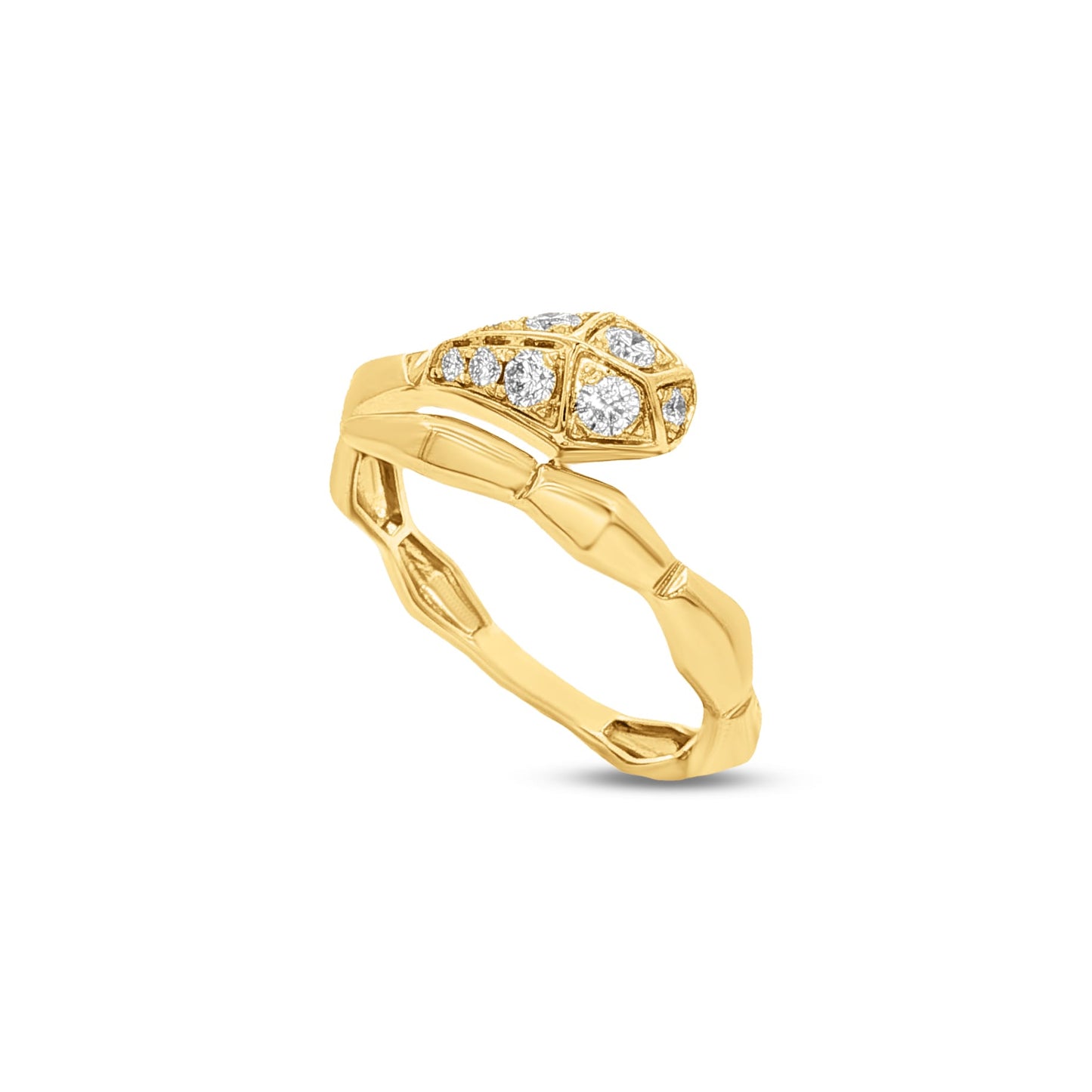 14k 9mm snake ring with 9 diamonds 0.24ct