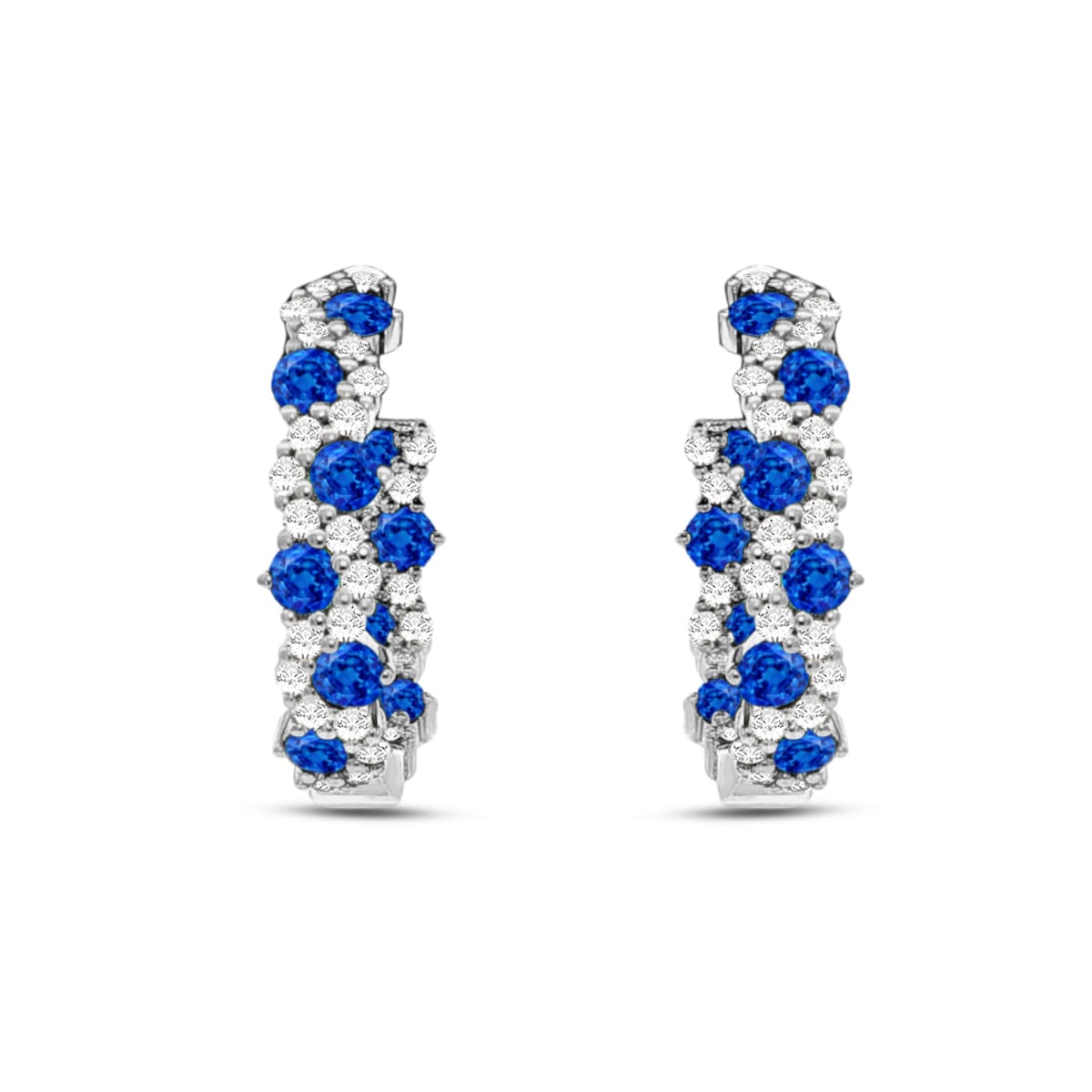 18mm hoop earring with diamonds 0.52ct & blue sapphires 1.16ct