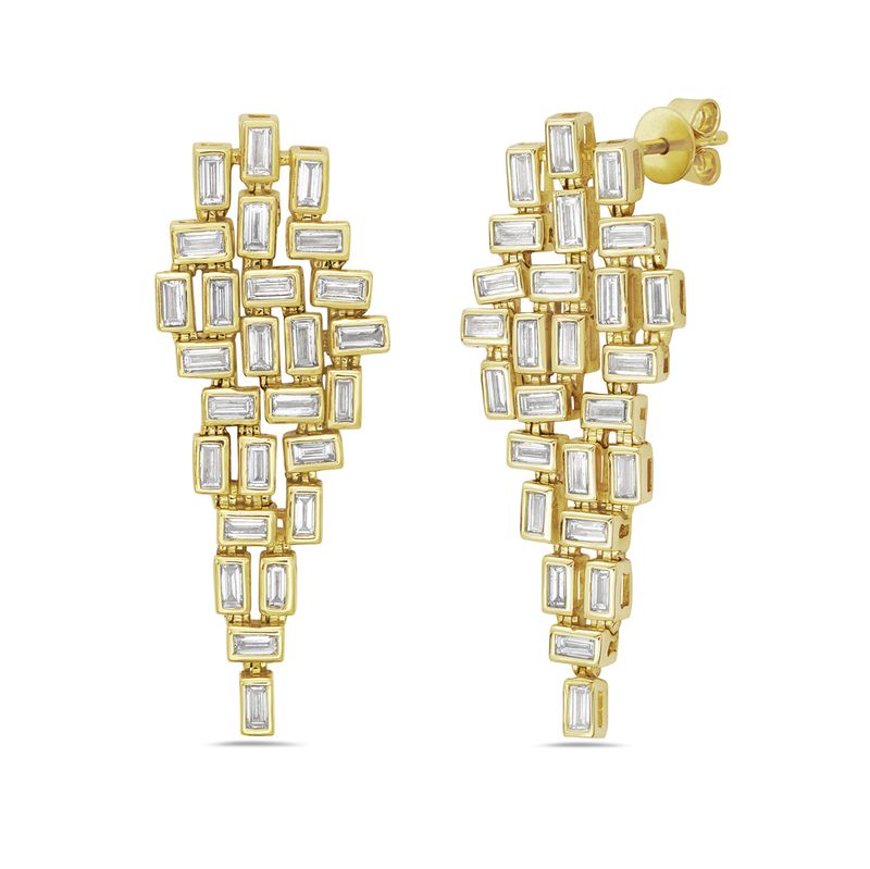14KY 42mm x 16mm geometric drop earrings with 52 diamonds 2.24ct tw 4.4