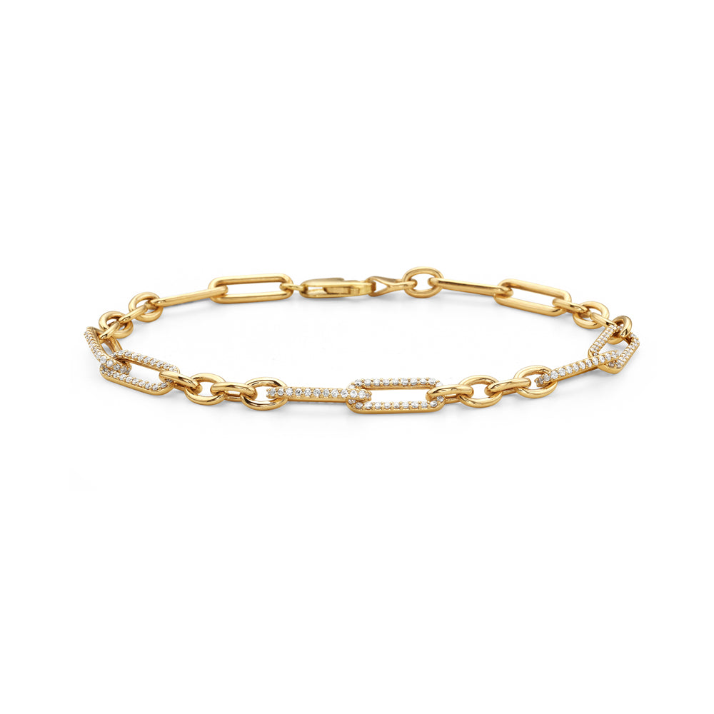 14K LINK BRACELET WITH 156 DIAMONDS 0.75CT