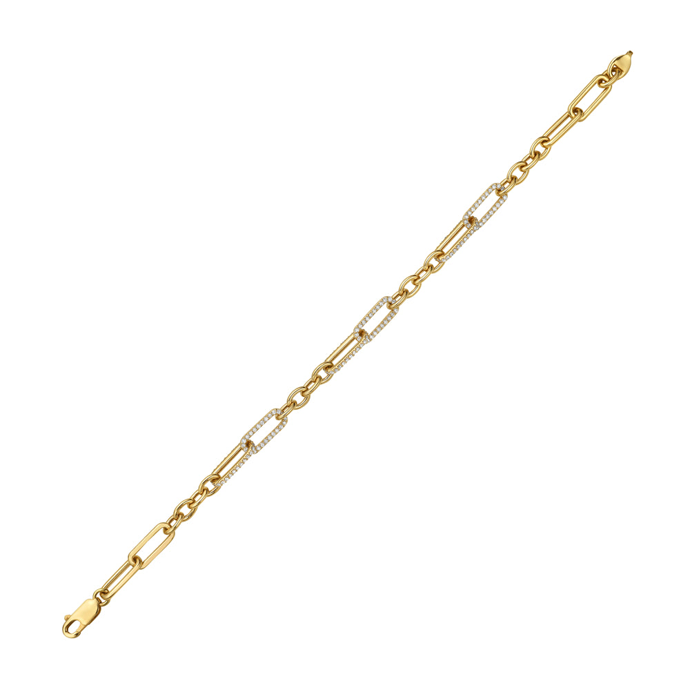 14K LINK BRACELET WITH 156 DIAMONDS 0.75CT