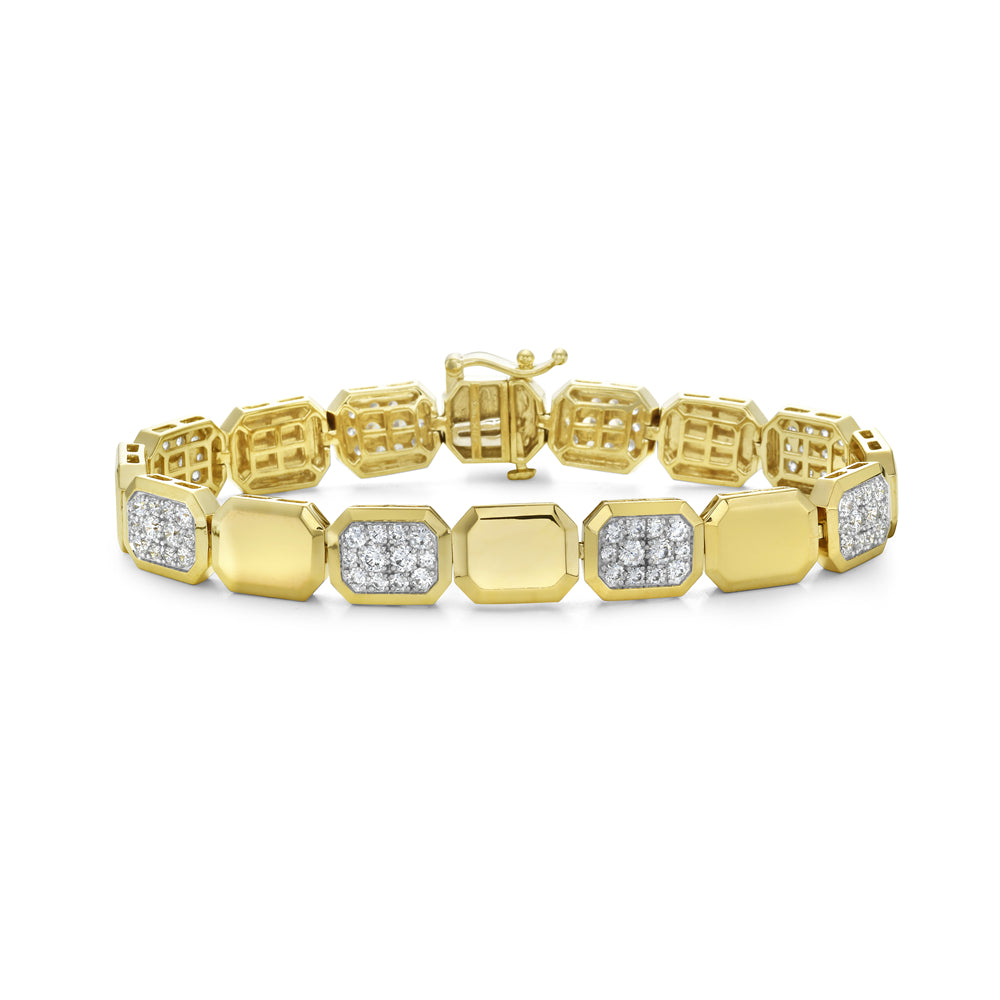 14K 11X9MM OCTAGON SHAPE LINK BRACELET WITH 96 DIAMONDS 3CT 7.25 INCHES WRIST