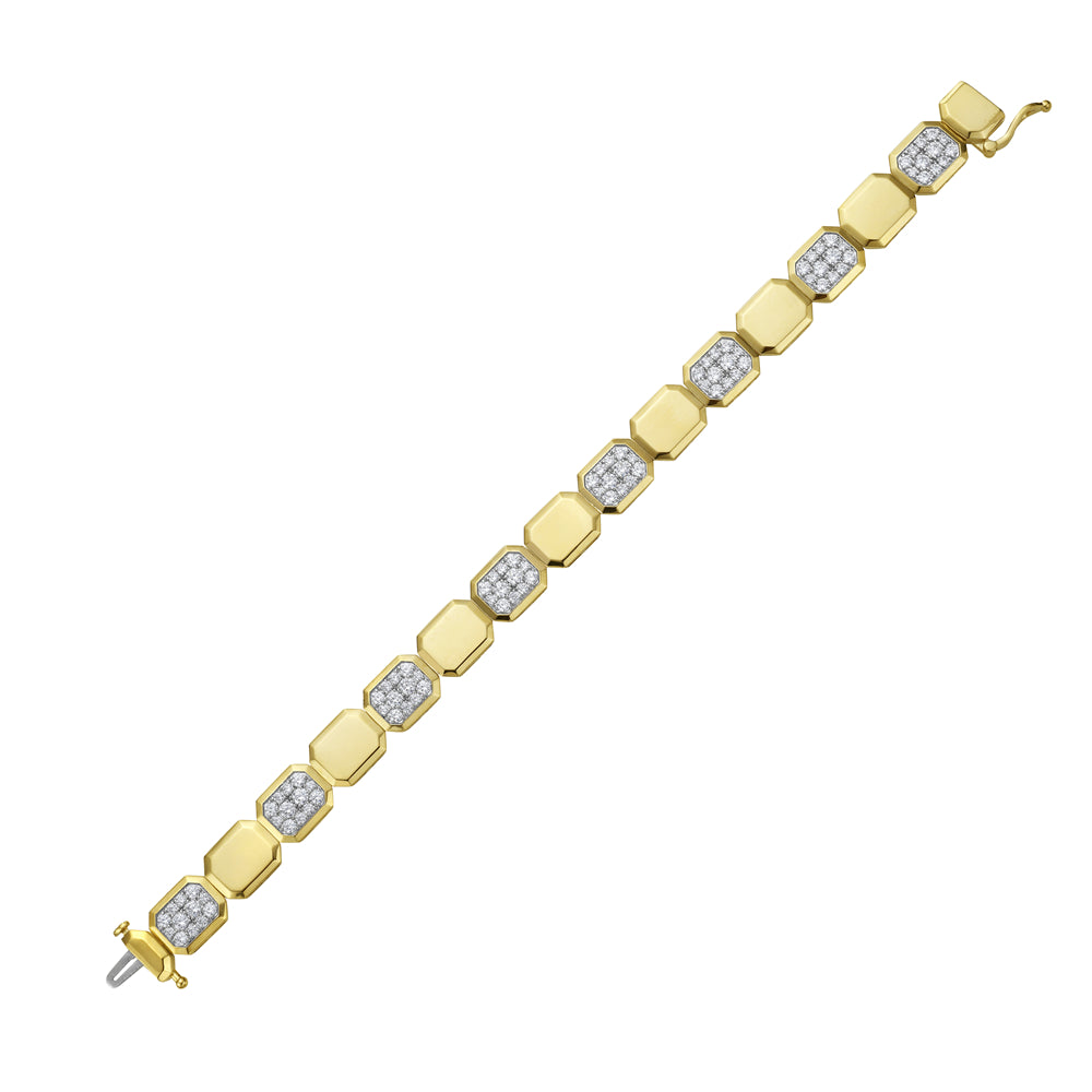 14K 11X9MM OCTAGON SHAPE LINK BRACELET WITH 96 DIAMONDS 3CT 7.25 INCHES WRIST