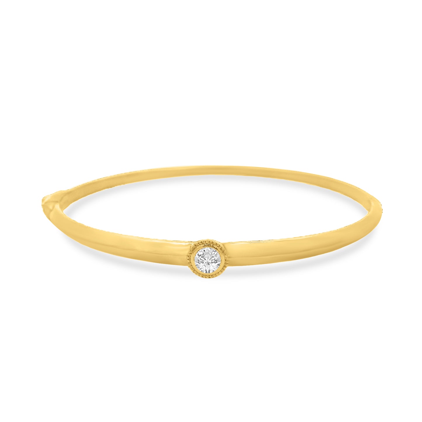 14k 4.3mm bangle with 1 round diamond 0.31ct