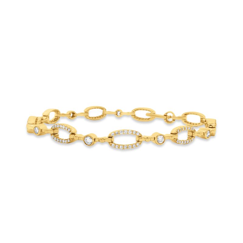 14KY Gold Link Bracelet with 8 round diamonds 0.42ct & 126 diamonds 0.66ct t.w. 1.08ct 7 inches