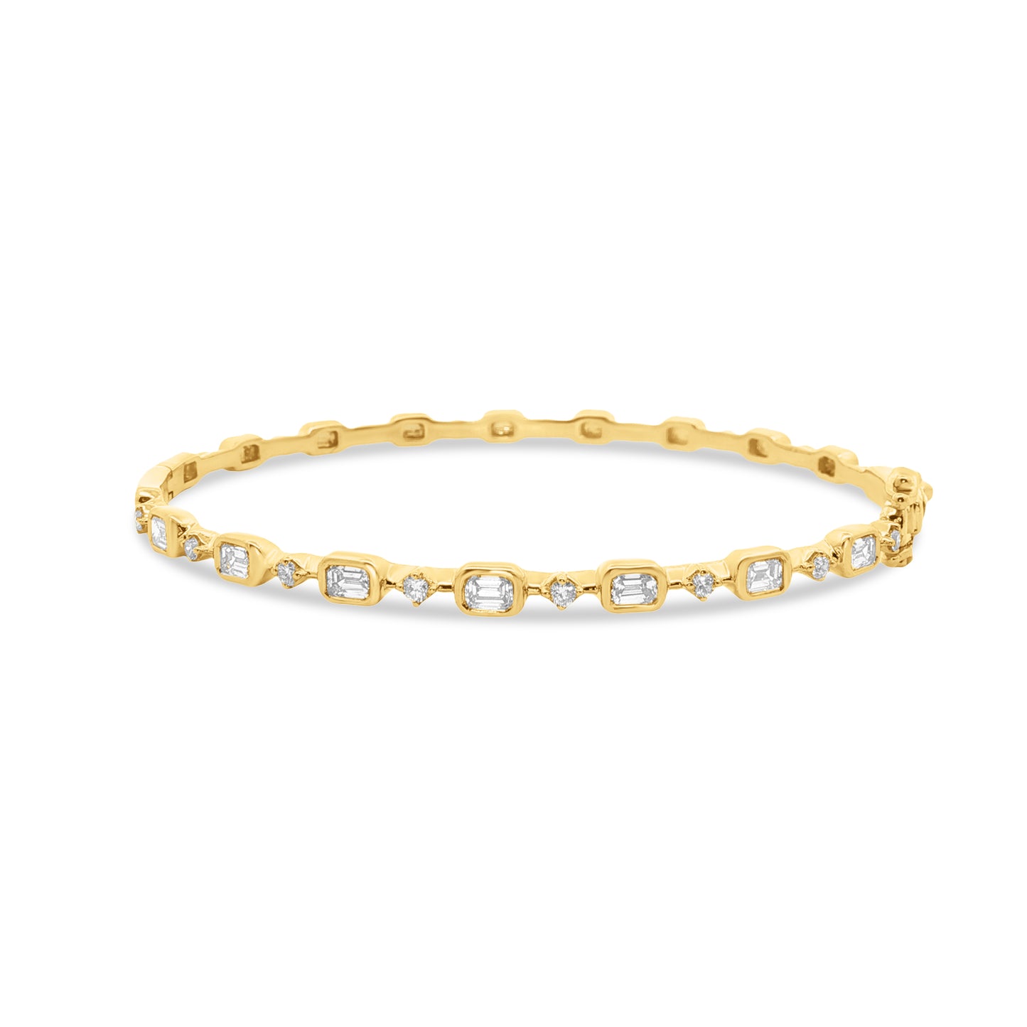 14K Bracelet 8 round diamonds 0.24ct & 7 emerald cut 0.97ct, tw 1.210ct