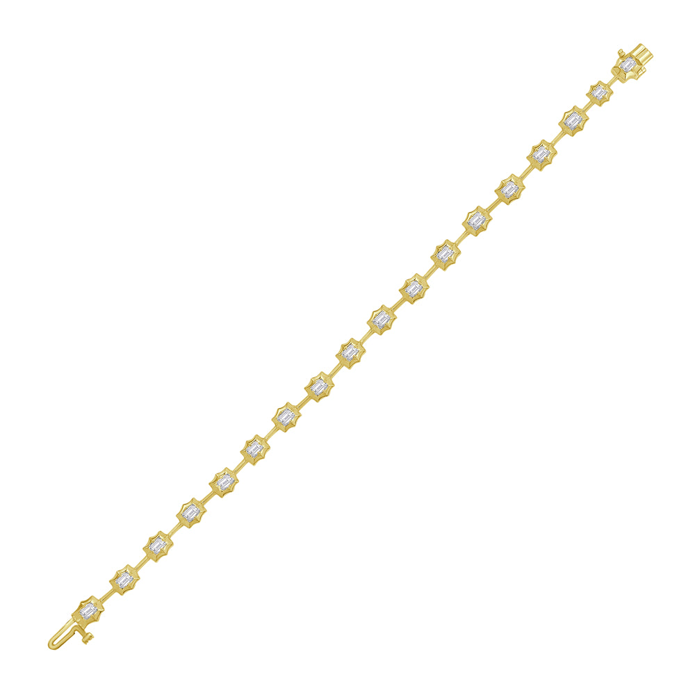 14ky 7mm link bracelet with diamonds