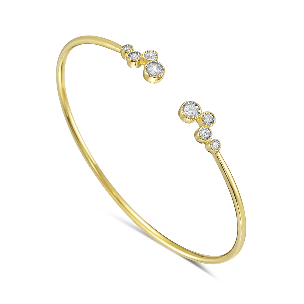 14k bangle bracelet with 8 round diamonds 0.25ct tw 5.5