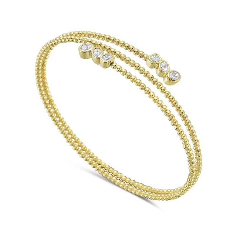 14KY 60mm bangle bracelet with 6 diamonds 0.59ct tw 4.4