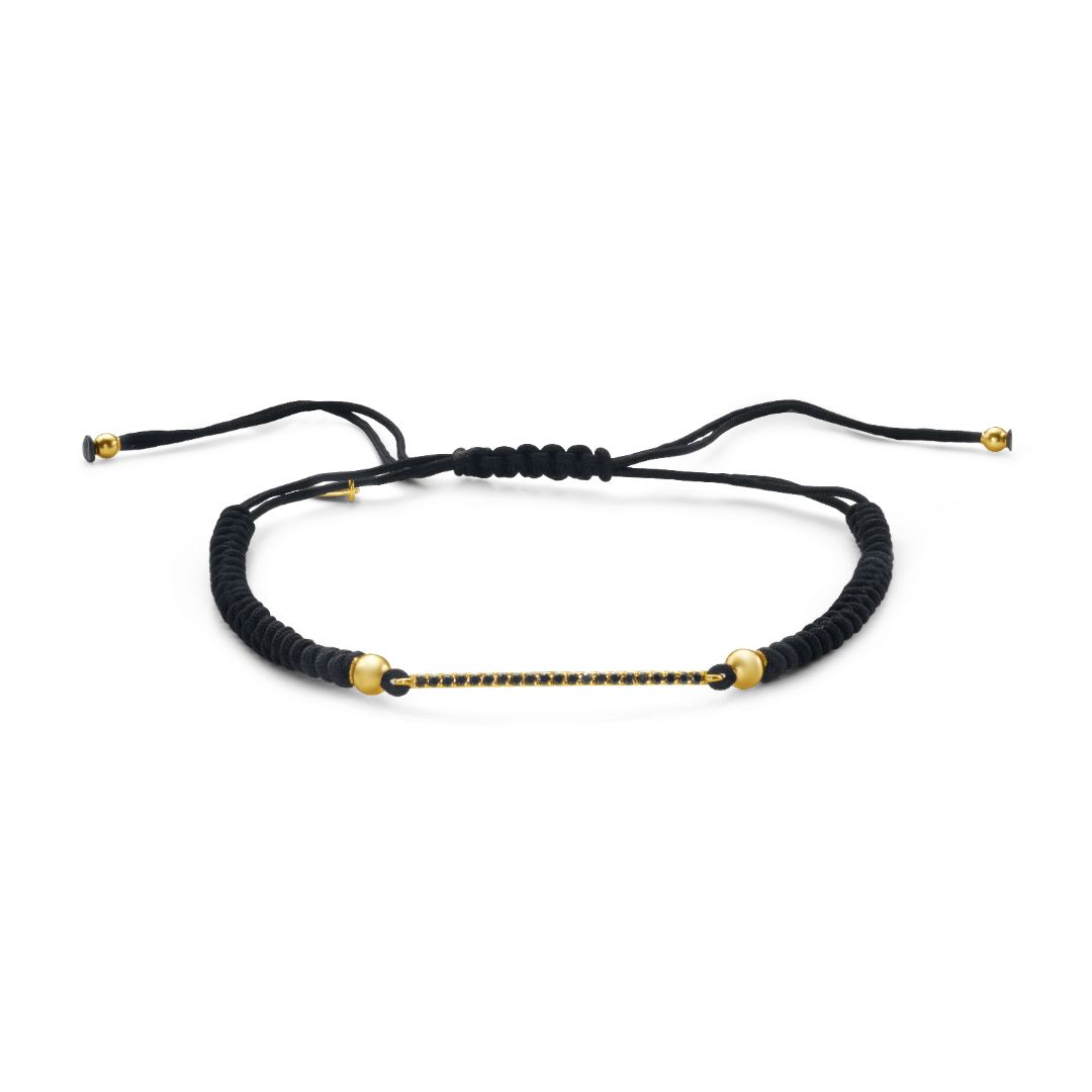 18ky & black onyx beads bracelet with 21 black diamonds 0.10ct
