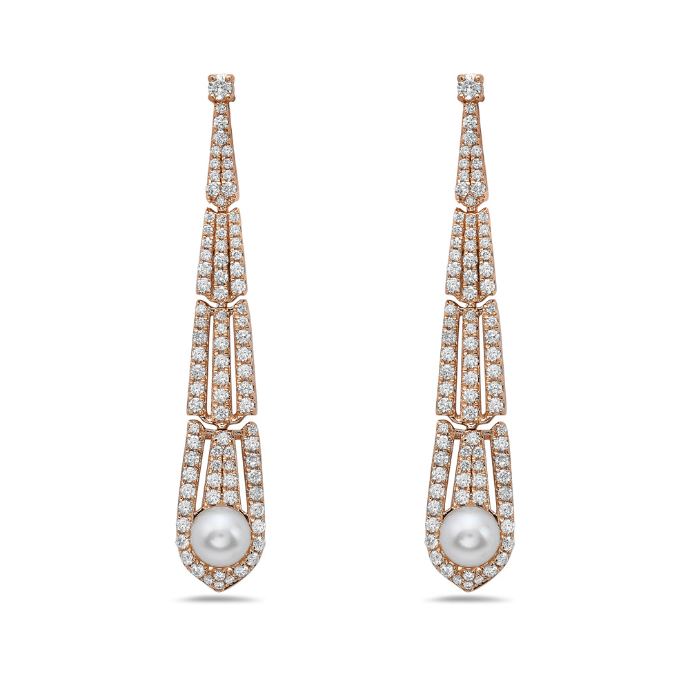 14K TEAR DROP SHAPE EARRINGS WITH 170 DIAMONDS 0.98CT WITH POST