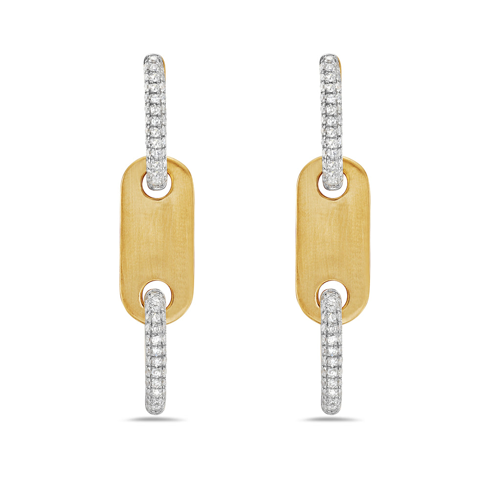 14k 36x8mm link earrings with 152 diamonds 0.56ct