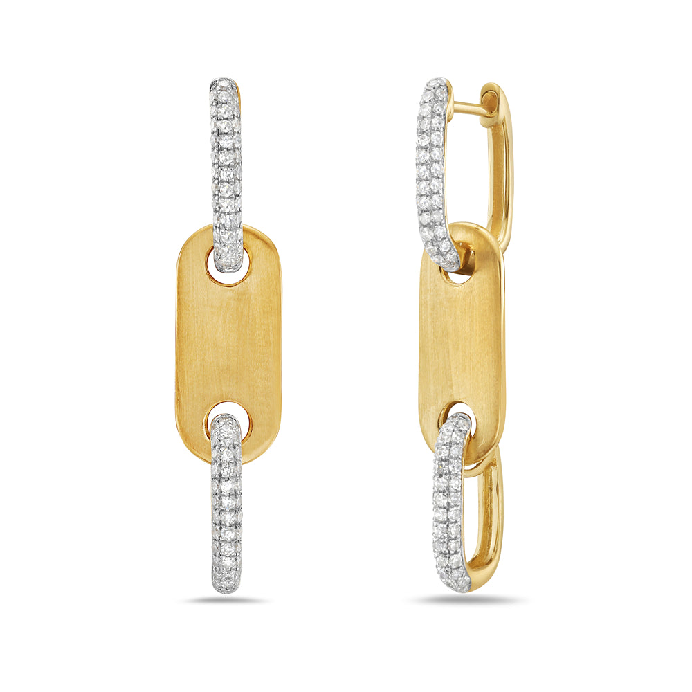 14k 36x8mm link earrings with 152 diamonds 0.56ct