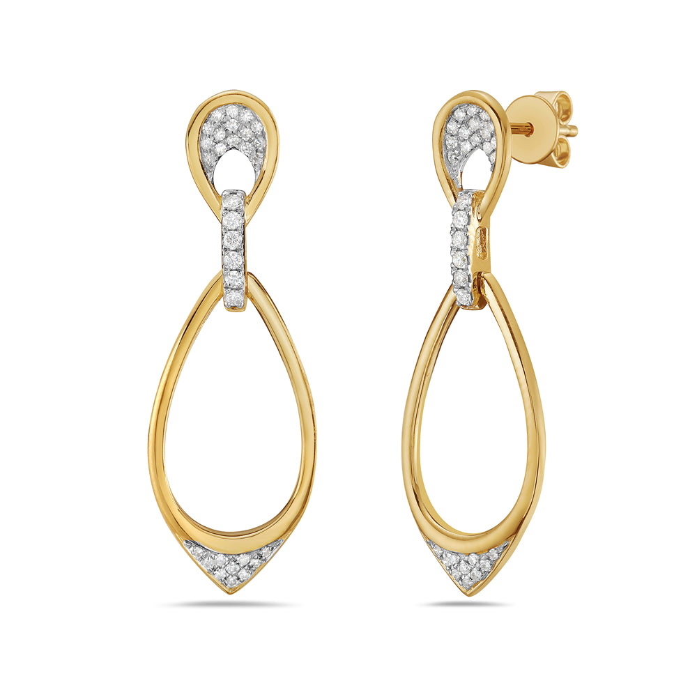 14k 34x11mm tear drop earrings with 62 diamonds 0.25ct