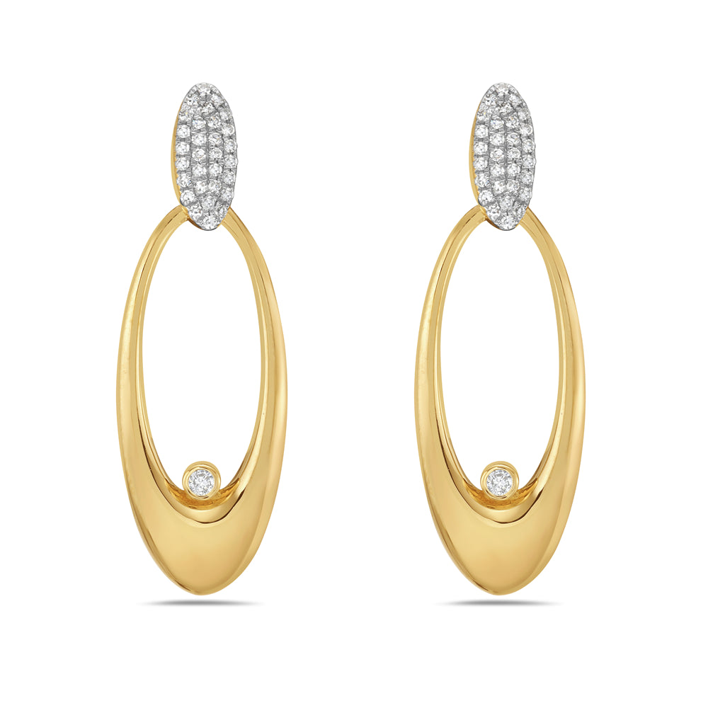 14k 33x11mm marquise shape earrings with 62 diamonds 0.21ct