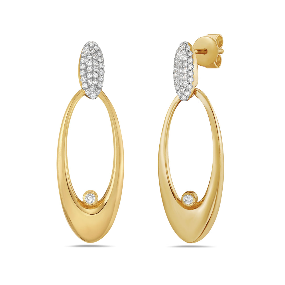 14k 33x11mm marquise shape earrings with 62 diamonds 0.21ct