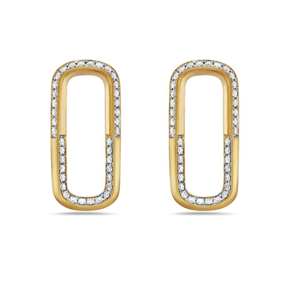 14k 22x11mm paper clip earrings with 76 diamonds 0.54ct