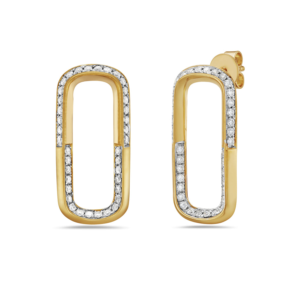 14k 22x11mm paper clip earrings with 76 diamonds 0.54ct