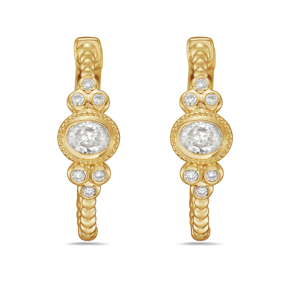 14k 24mm beaded hoop with 14 diamonds 0,54ct