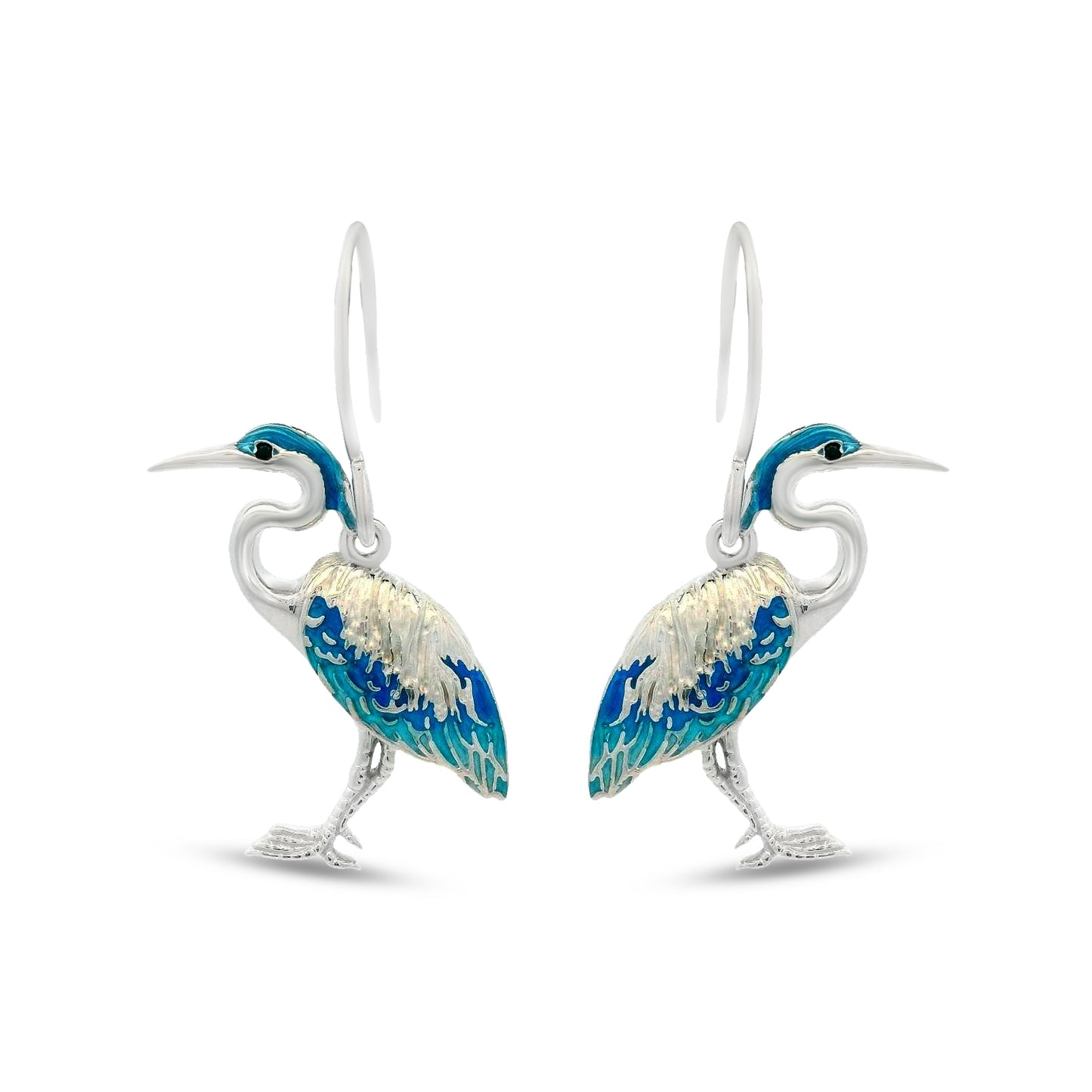 Sterling silver with blue inlay Blue Heron earrings