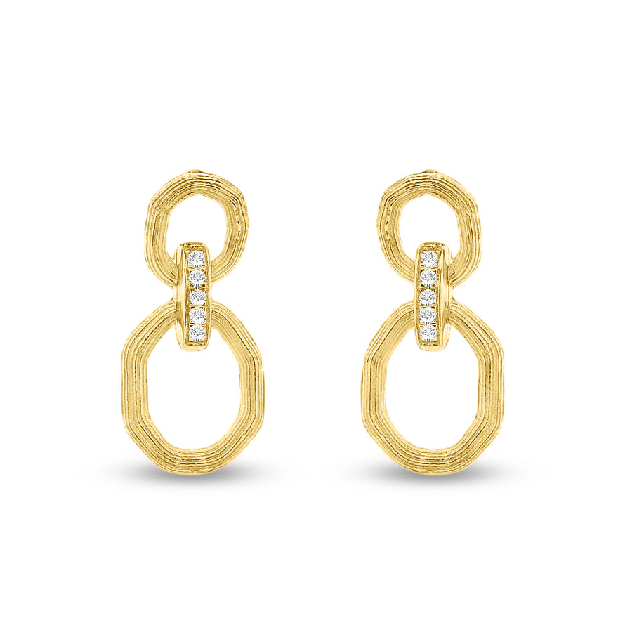 14k oval open design earrings with 10 diamonds 0.05ct