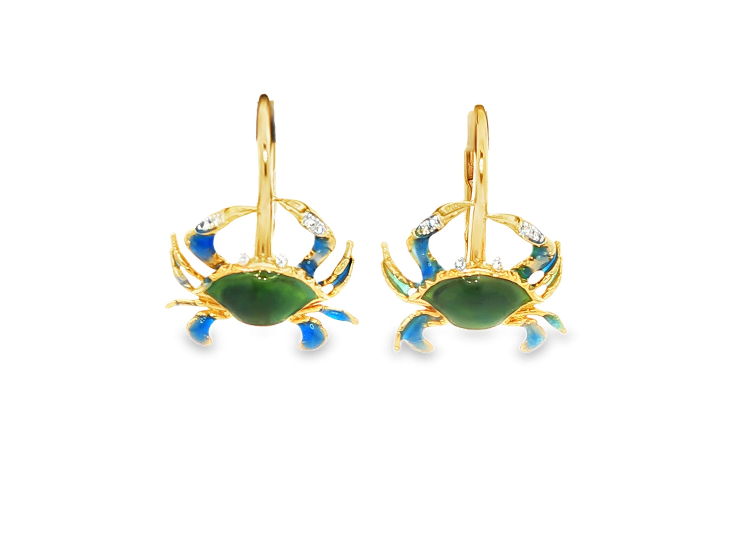14K ENAMELED CRAB EARRINGS