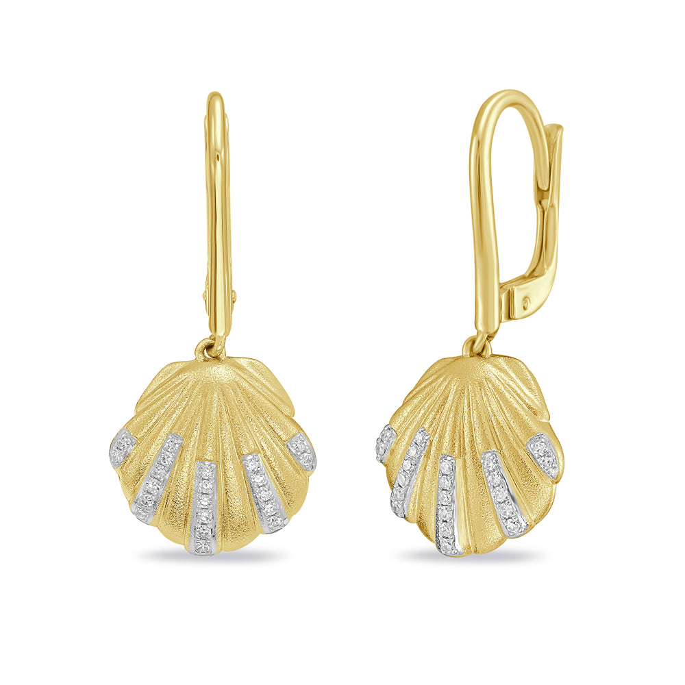14k 12mm sea shell earrings