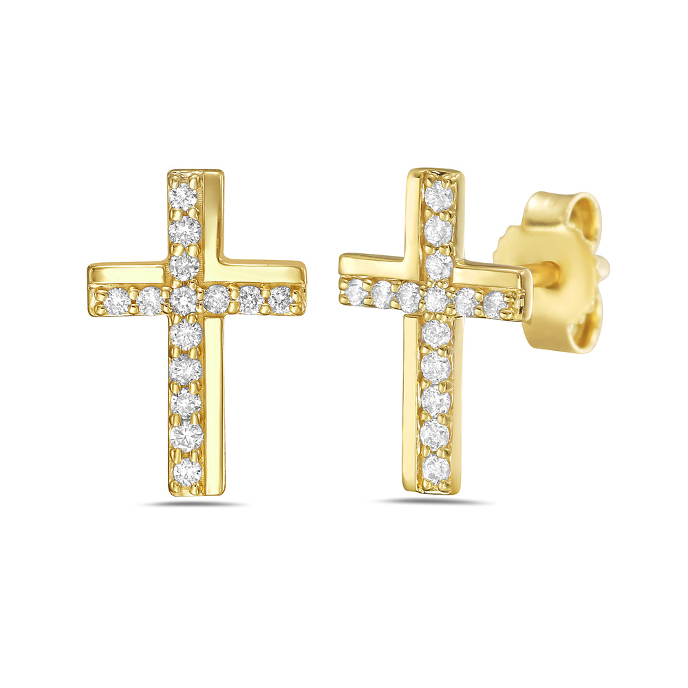 14KY cross earrings with diamonds 0.13ct wt. 5.5