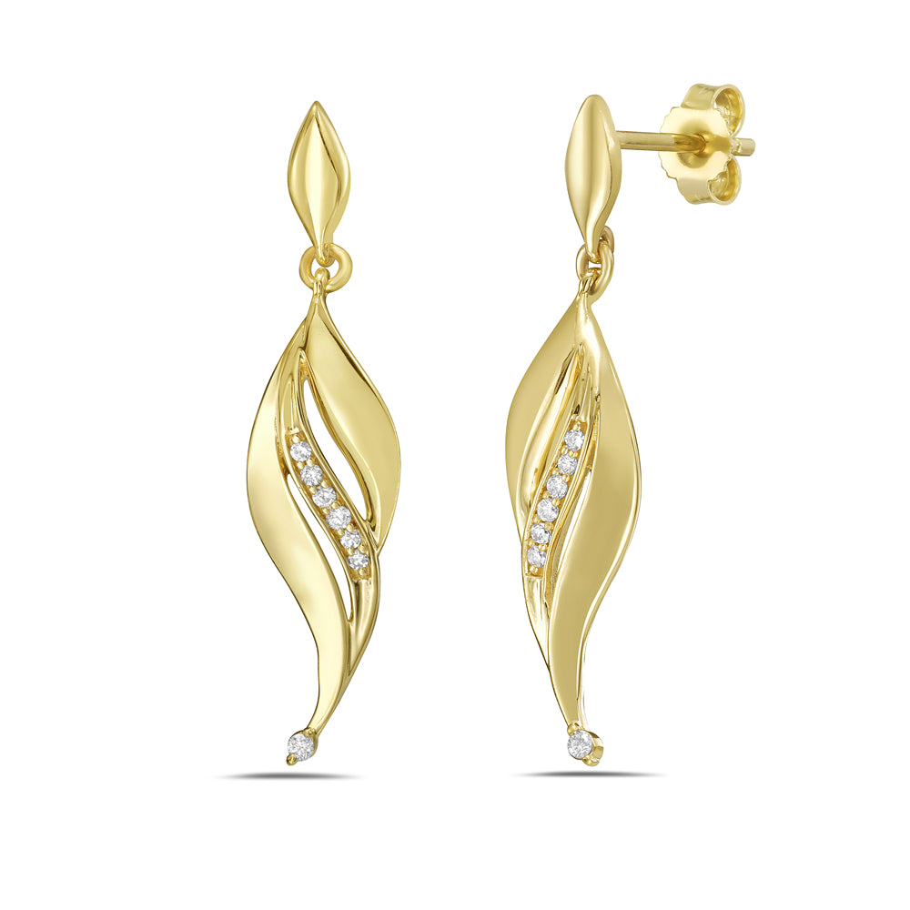 14KY diamond swirl earrings 0.07ct tw 5.5