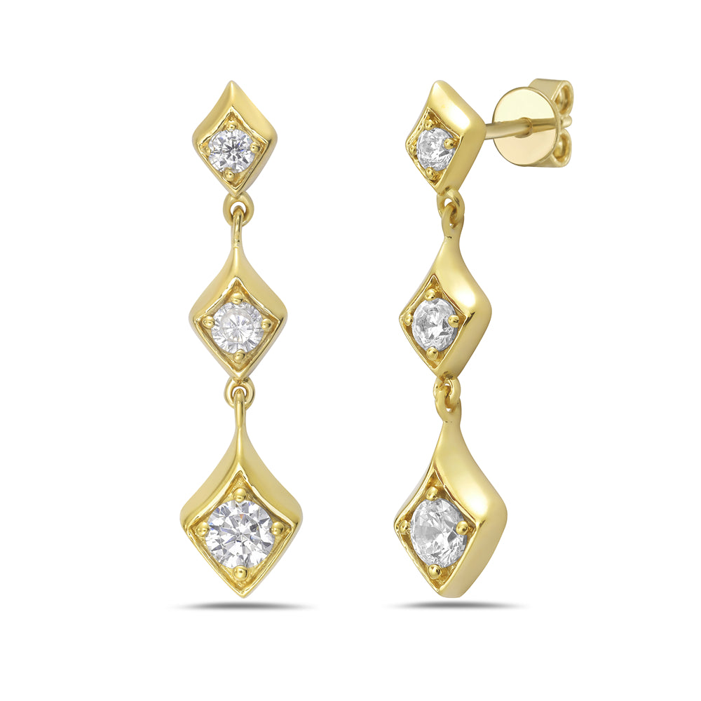 14k drop earrings with 6 round diamonds 0.50ct 5.5