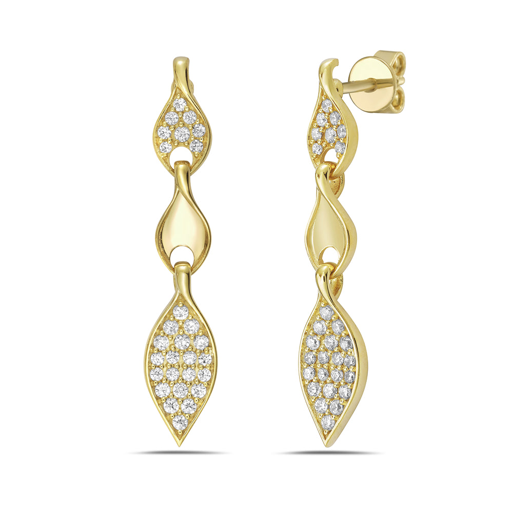 14k drop earrings with 56 round diamonds 0.33ct 5.5