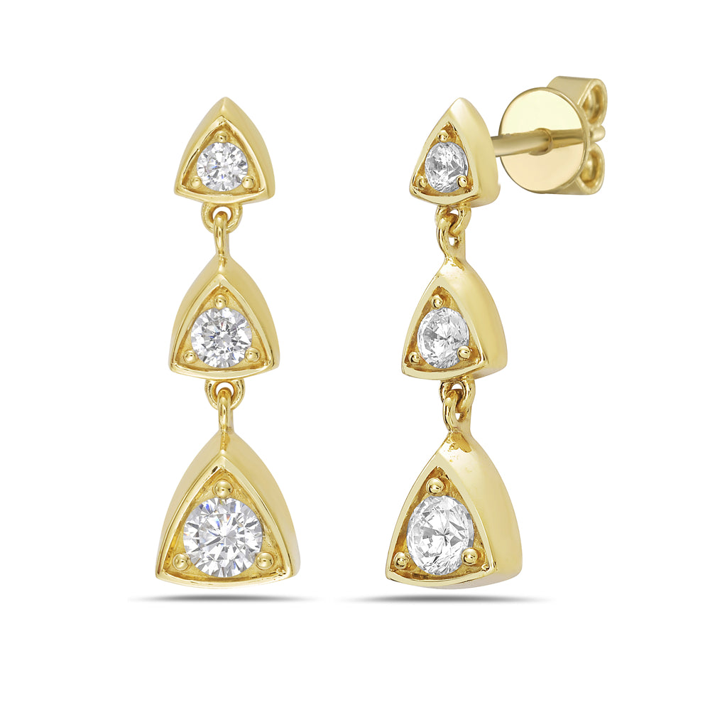 I4K drop earrings with 6 round diamonds 0.50ct tw 5.5