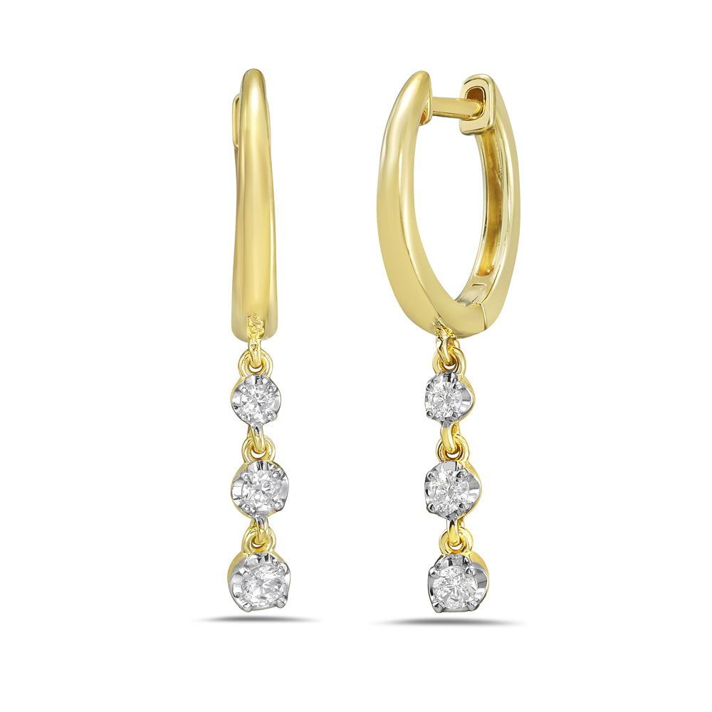 14Ky drop earring with 6 diamonds 0.18ct tw 5.5