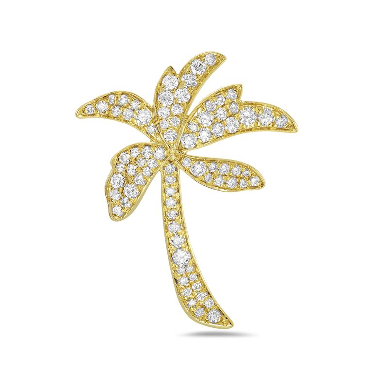 14k 30x24mm palm tree pendant with 79 diamonds 0.79ct on 18 inches cable chain 5.5