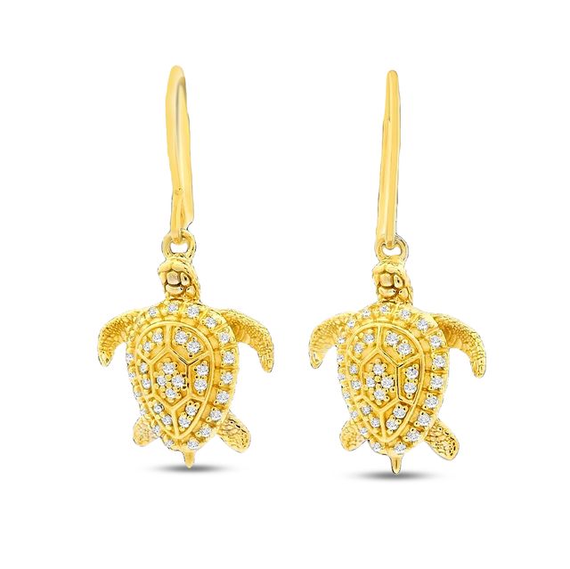 17mm x 15mm  STERLING SILVER TURTLE EARRINGS WITH 14KY GOLD PLATING