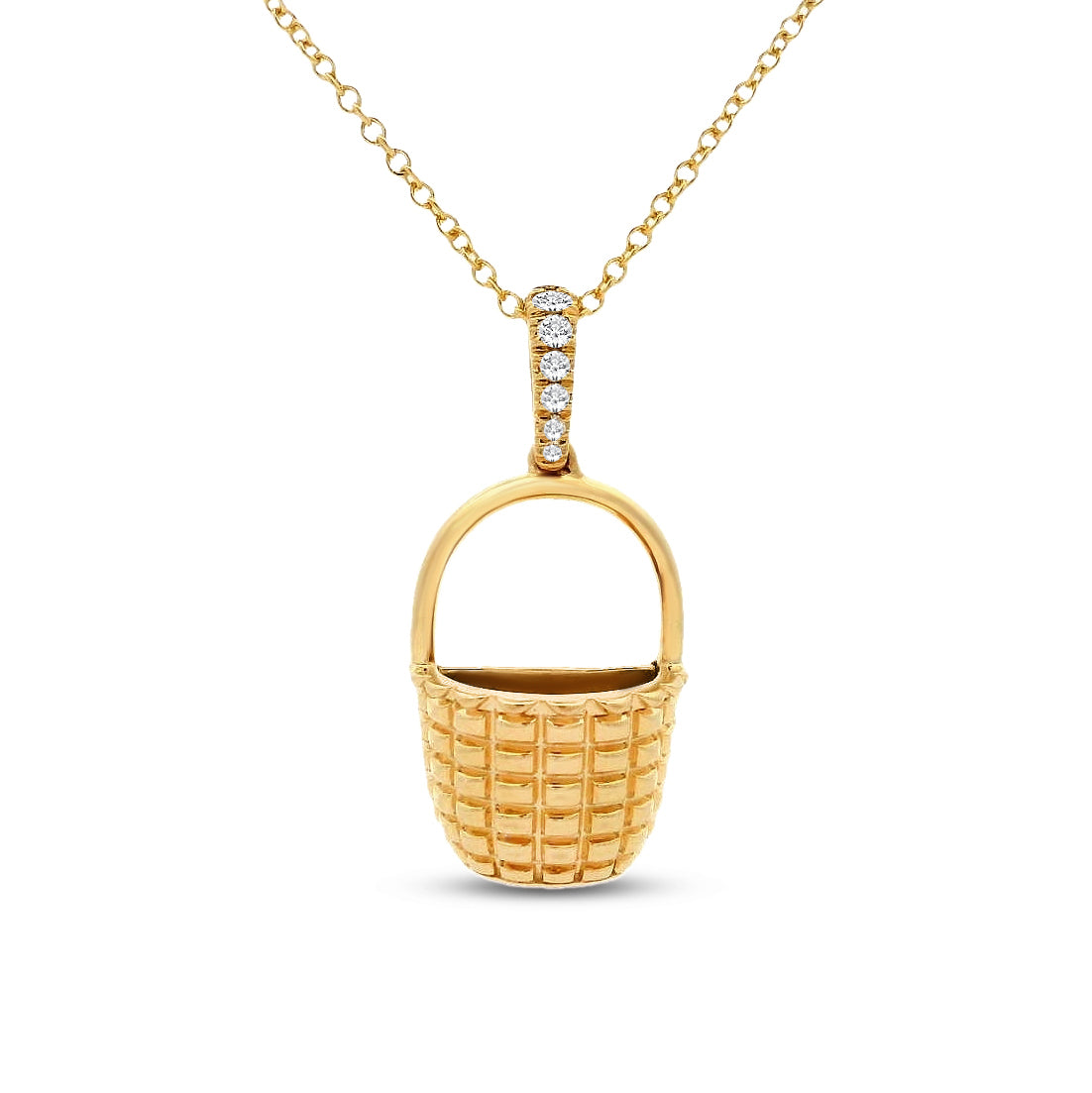 14KY basket pendant with diamonds 0.04 ct on bale w/14KY 18